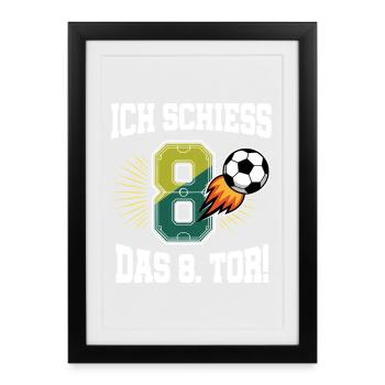 Je tire un 8e but drôle pour le football de 8e anniversaire - Affiche encadrée (27 × 37 cm) - noir - Devant