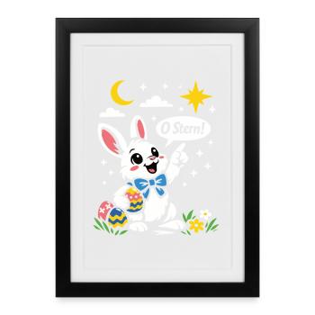 Ostern Hase Stern Cartoon für Kinder - Framed poster (27 × 37 cm) - black - Front