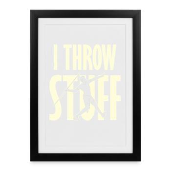 Je lance un tee sportif au bâton - Affiche encadrée (27 × 37 cm) - noir - Devant