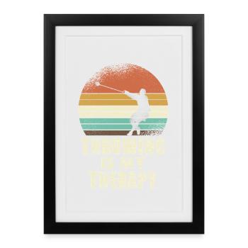 Throwing Therapy Retro Sunset - Framed poster (27 × 37 cm) - black - Front