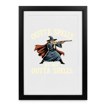 Outta Spells Not Outta Shells Wizard Gun Humor - Framed poster (27 × 37 cm) - black - Front
