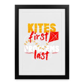 Kite Kite Flying - Framed poster (27 × 37 cm) - black - Front