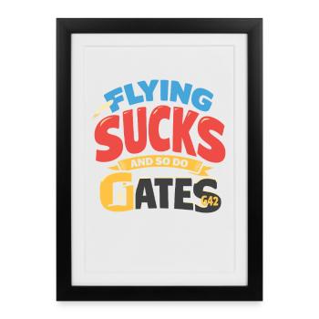 Travel anxiety humor, airport chaos, flying is - Framed poster (27 × 37 cm) - black - Front
