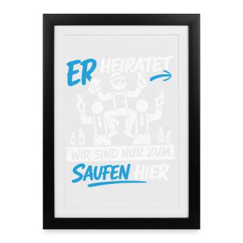 T-shirt homme de la fête de garçon Costume de la fête de garçon - Affiche encadrée (27 × 37 cm) - noir - Devant