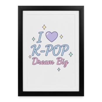 J’adore le rêve de la K-pop, grand fan mignon de musique coréenne - Affiche encadrée (27 × 37 cm) - noir - Devant