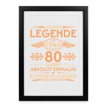 Absolument unique, né en 1946, 80e anniversaire - Affiche encadrée (27 × 37 cm) - noir - Devant