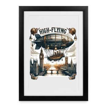 High-flying airship over London - Framed poster (27 × 37 cm) - black - Front