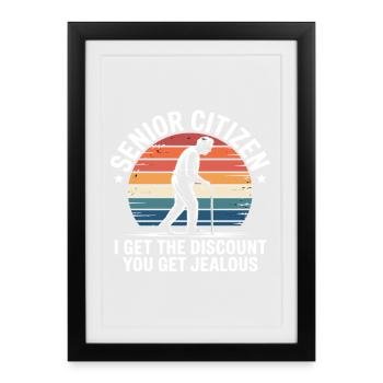 Senior Discount Funny Retirement - Framed poster (27 × 37 cm) - black - Front
