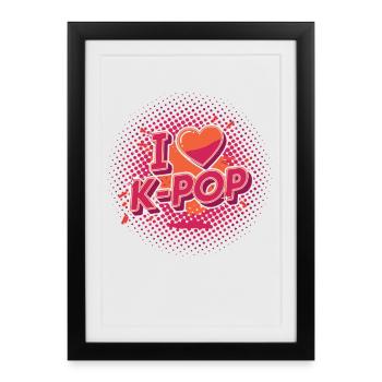 I Love K-Pop Korean Music Cute Anime Korea Pop - Framed poster (27 × 37 cm) - black - Front