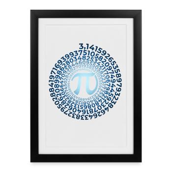 Symbole Pi avec spirale de nombres | Numéro de district 3.1415 - Affiche encadrée (27 × 37 cm) - noir - Devant