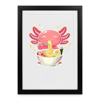 Ramen angel with noodles - Framed poster (27 × 37 cm) - black - Front