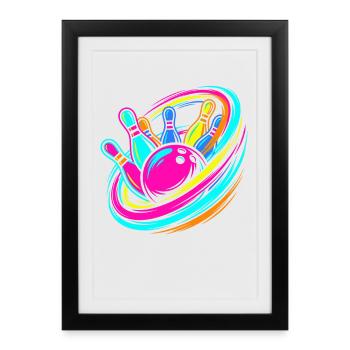 Coup de boule et quilles de bowling - Affiche encadrée (27 × 37 cm) - noir - Devant