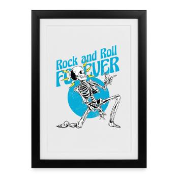 Skeleton Guitar Pick – Rock and Roll Forever Metal - Framed poster (27 × 37 cm) - black - Front