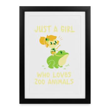 Zoo, Animaux du Parc Animalier, Fille Grenouille - Affiche encadrée (27 × 37 cm) - noir - Devant