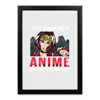 Dicton d’un fan d’anime – Design otaku drôle - Affiche encadrée (27 × 37 cm) - noir - Devant