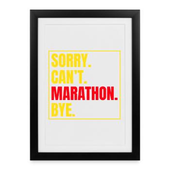 Courir Désolé Ne peux pas Marathon Repos Marathon Coureur de marathon - Affiche encadrée (27 × 37 cm) - noir - Devant