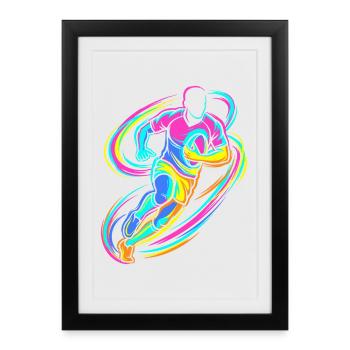 Joueur de rugby - Affiche encadrée (27 × 37 cm) - noir - Devant