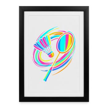 Badminton rackets - Framed poster (27 × 37 cm) - black - Front
