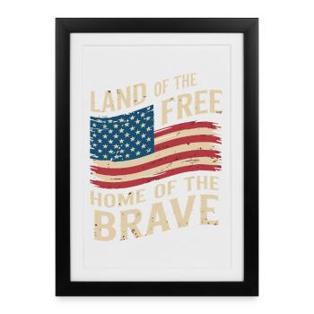 Land of the Free - USA Vintage Flag - Framed poster (27 × 37 cm) - black - Front