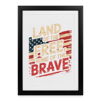 Land of the Free - USA Vintage Flag - Framed poster (27 × 37 cm) - black - Front