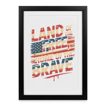 Land of the Free - USA Vintage Flag - Framed poster (27 × 37 cm) - black - Front