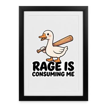 Rage Is Consuming Me Funny Goose With Bat - Framed poster (27 × 37 cm) - black - Front