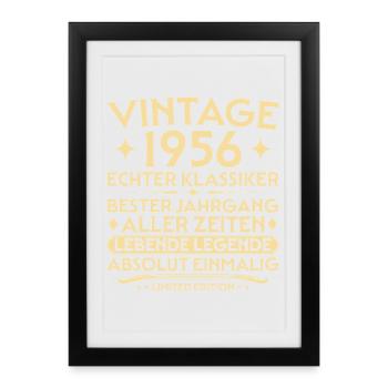 Anniversaire 1956 Vintage Real Classic - Affiche encadrée (27 × 37 cm) - noir - Devant