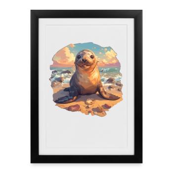 Lions de mer Lion de mer - Affiche encadrée (27 × 37 cm) - noir - Devant