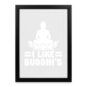 Passionnés de Pilates J’aime le Pilates du Buddhi - Affiche encadrée (27 × 37 cm) - noir - Devant