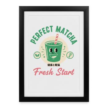 Parfait matcha Fresh Start Matcha Thé Lover Green - Affiche encadrée (27 × 37 cm) - noir - Devant