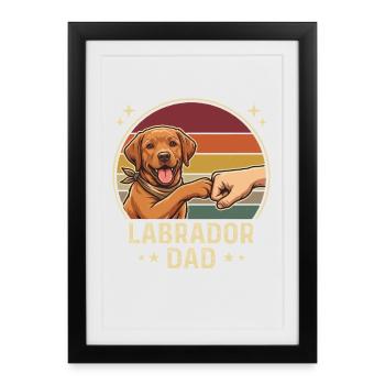 Rencontre entre le père et les pattes renardeuses du Labrador rétro - Affiche encadrée (27 × 37 cm) - noir - Devant