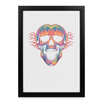 Coloured skull Eye-catching Gothic & Art motif - Framed poster (27 × 37 cm) - black - Front