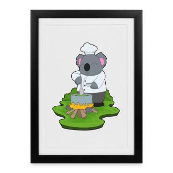 Koala Cooking Pot Cooking - Framed poster (27 × 37 cm) - black - Front