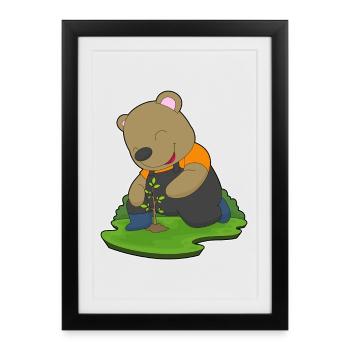 Bear Farmer Seedling Farm - Framed poster (27 × 37 cm) - black - Front