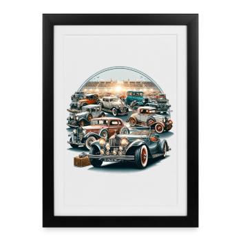 Vintage Car Rally Circle - Framed poster (27 × 37 cm) - black - Front