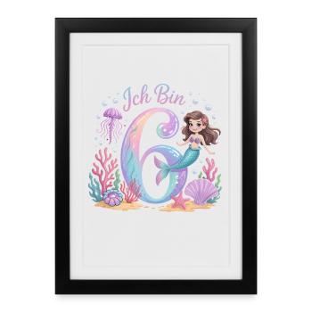 I'm 6 Mermaids Girl 6th Birthday - Framed poster (27 × 37 cm) - black - Front