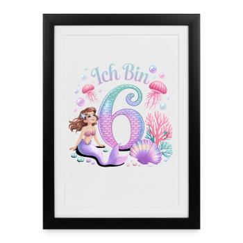 I'm 6 Mermaids Girl 6th Birthday - Framed poster (27 × 37 cm) - black - Front