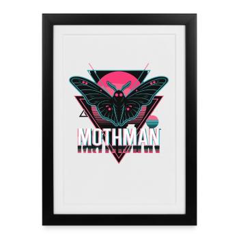 Mothman Retro Synthwave Cryptid Urban Legend 80s - Framed poster (27 × 37 cm) - black - Front