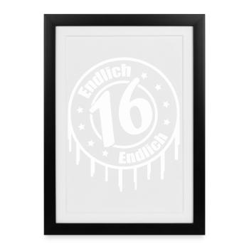 Enfin 16 ans - Affiche encadrée (27 × 37 cm) - noir - Devant