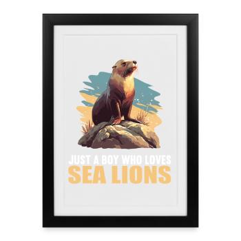 Lions de mer Lion de mer - Affiche encadrée (27 × 37 cm) - noir - Devant