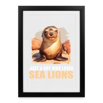 Lions de mer Lion de mer - Affiche encadrée (27 × 37 cm) - noir - Devant