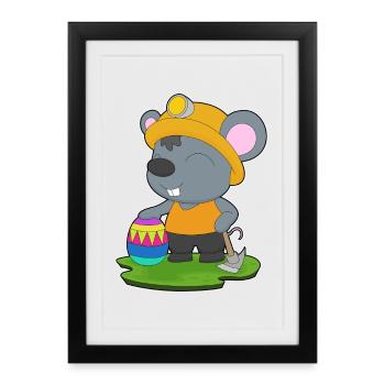 Maus Ostern Bergbau - Gerahmtes Poster (27 × 37 cm) - Schwarz - Vorne
