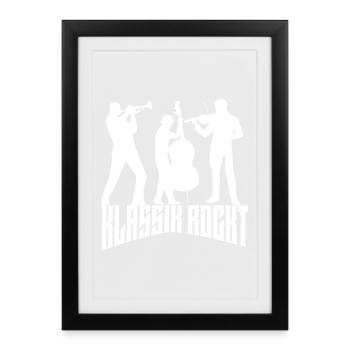Classical Rocks Trumpet Double Bass Violin Trio - Framed poster (27 × 37 cm) - black - Front