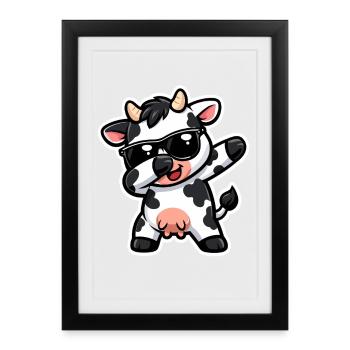 Vache, Dabbing, Veau, Animal de la ferme, Vache mignonne - Affiche encadrée (27 × 37 cm) - noir - Devant