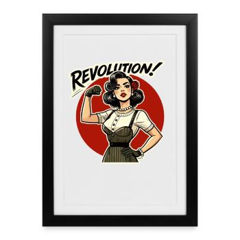 Revolution Girl Power Rétro - Affiche encadrée (27 × 37 cm) - noir - Devant