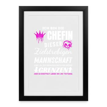 Cadeaux d’équipe déterminés par le patron - Affiche encadrée (27 × 37 cm) - noir - Devant