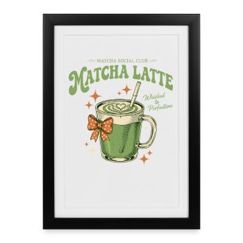 Matcha Club Matcha Latte fouetté à la perfection - Affiche encadrée (27 × 37 cm) - noir - Devant