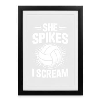Drôle de cadeau de volley-ball en prononçant le volley-ball - Affiche encadrée (27 × 37 cm) - noir - Devant