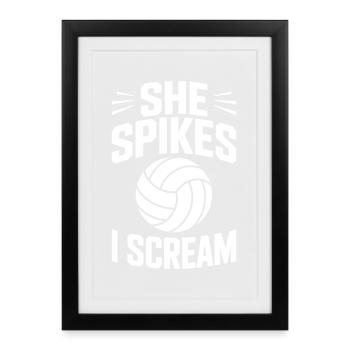 Drôle de cadeau de volley-ball en prononçant le volley-ball - Affiche encadrée (27 × 37 cm) - noir - Devant