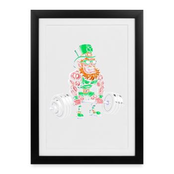 Kraft Leprechaun en look fitness - Affiche encadrée (27 × 37 cm) - noir - Devant